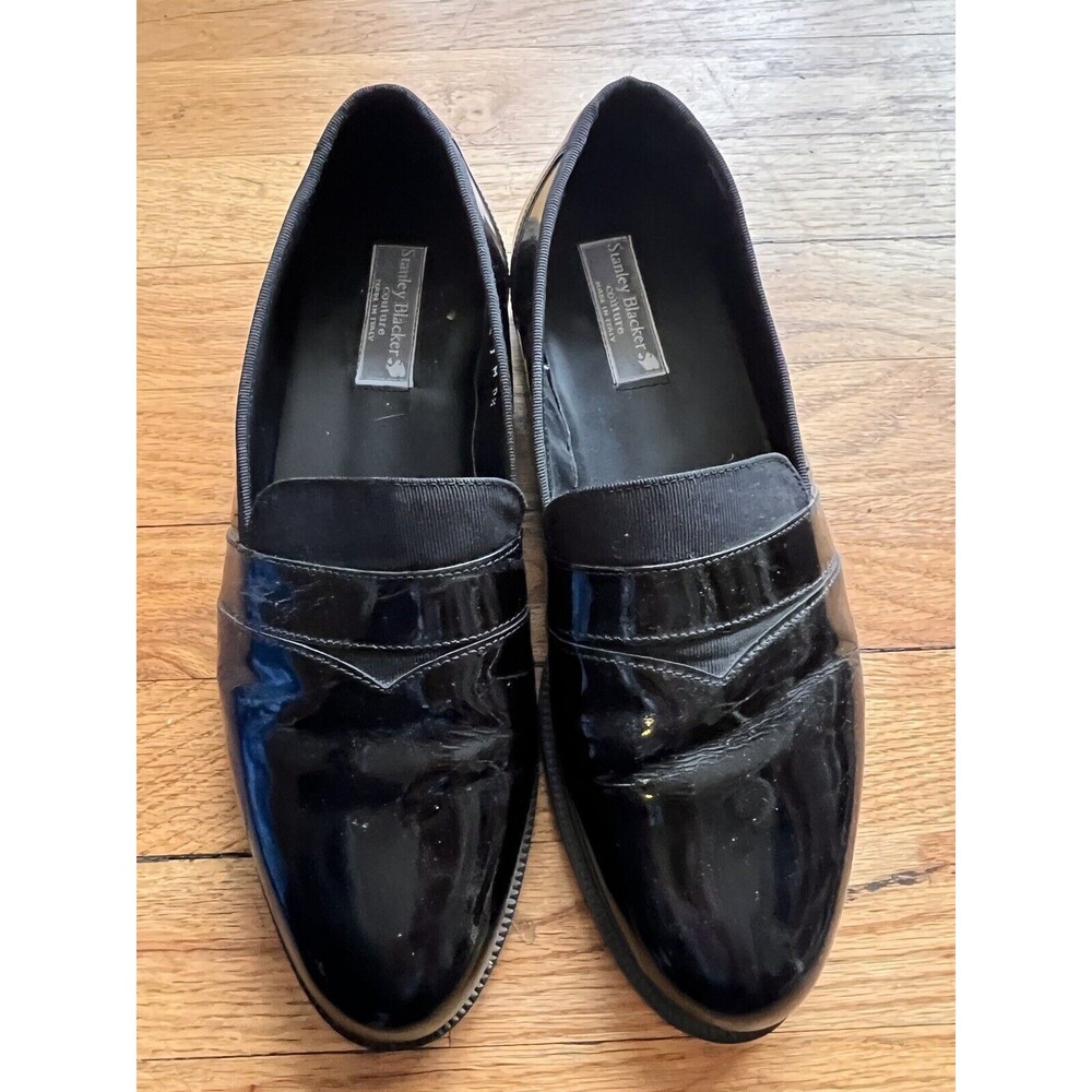 STANLEY BLACKER ITALY MEN'S OXFORD DRESS SHOES Size 9.5 M Leather Black Handmade